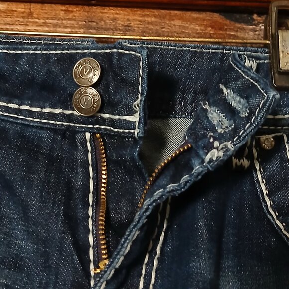 Vigoss Jeans Plus Size 20 Dublin Capri Low Rise Embellished Dark Denim Stretch - Picture 6 of 11